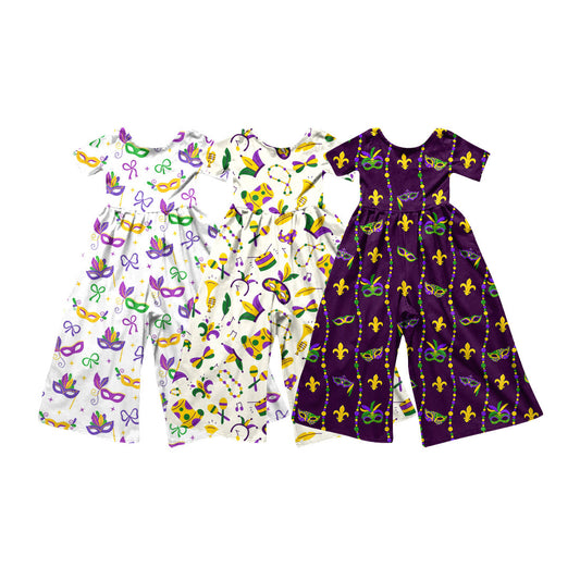(Preorder new) No moq Toddler Girls Short Sleeve Wide Leg Jumpsuit
