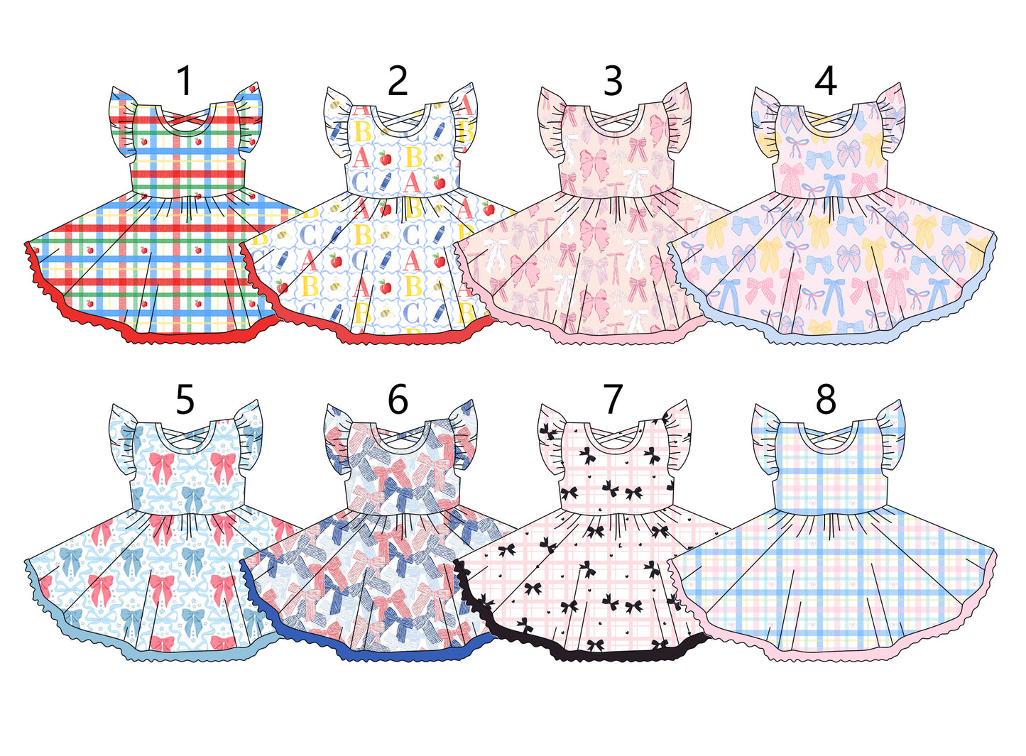 Kids Girls Summer Dress with Flutter Sleeves Pink Light Blue Bow - Cute And Fluffy Children's Clothing for Girls