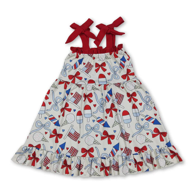 RTS Sibling Straps popsicle bow flag girls ruffle 4th of july dresses