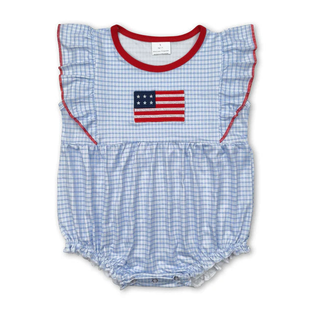 RTS Sibling Strap flag baby girls 4th of july romper
