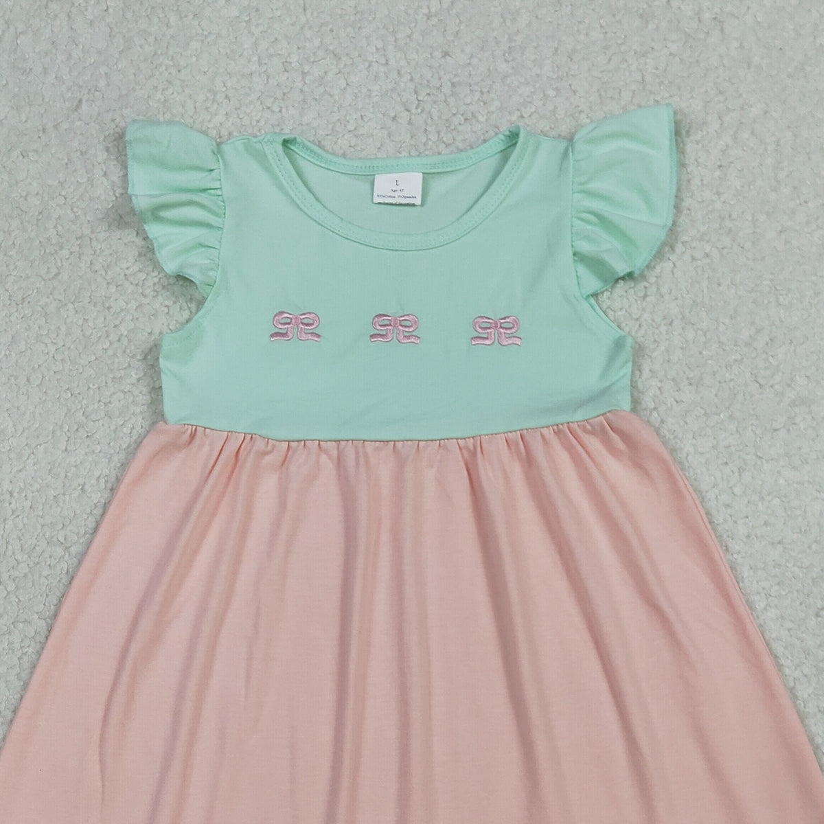 4.2 RTS NO MOQ （In stock）GSD3530 Flutter sleeves bow embroidery baby girls dresses