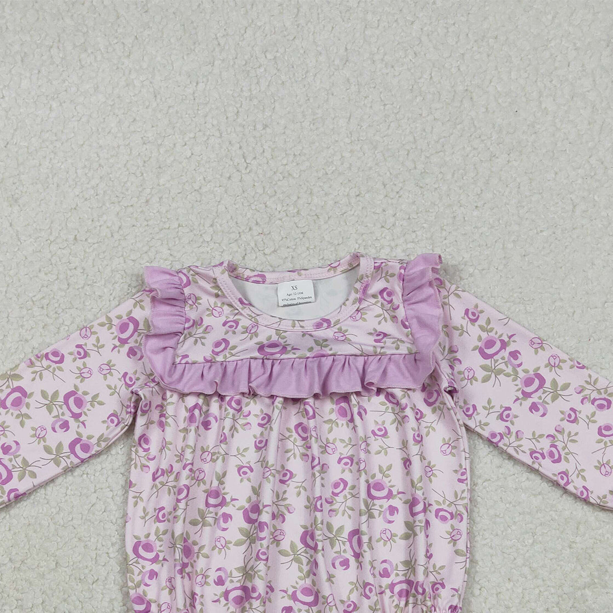 12.9 RTS NO MOQ （In stock）LR2624 Baby Girls Winter Rompers Baby Girls Long Sleeve Flowers Ruffle Rompers