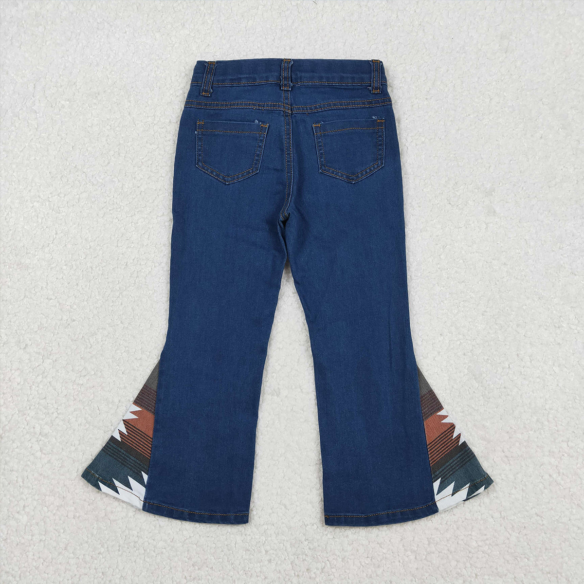 12.16 RTS NO MOQ （In stock）P0303 Baby Girls Western Aztec Print Bell Bottom Denim Pants