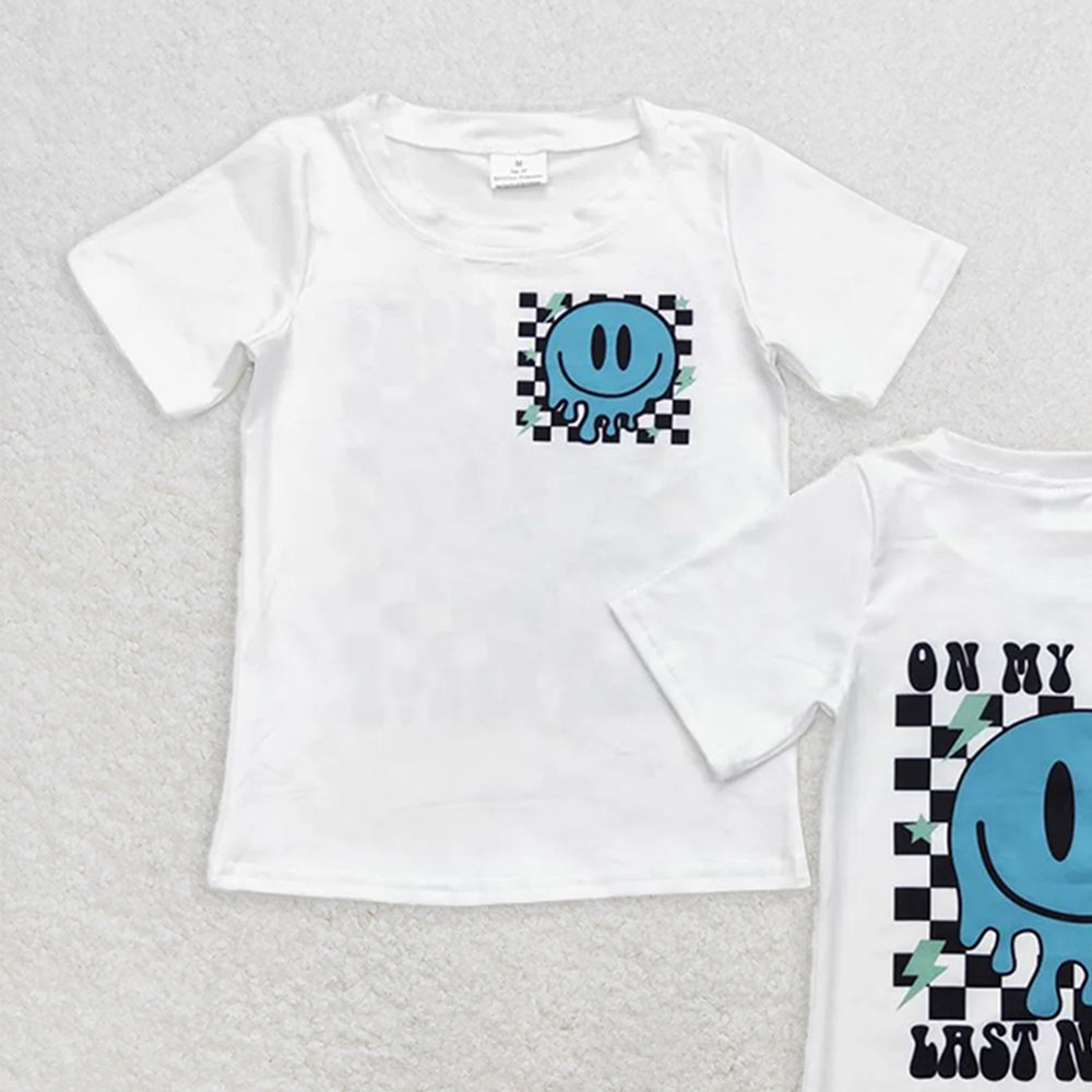 BT0351 RTS NO MOQ Baby Boys Summer Tops Baby Boys Smile Mom Nerve Short Sleeve Shirts