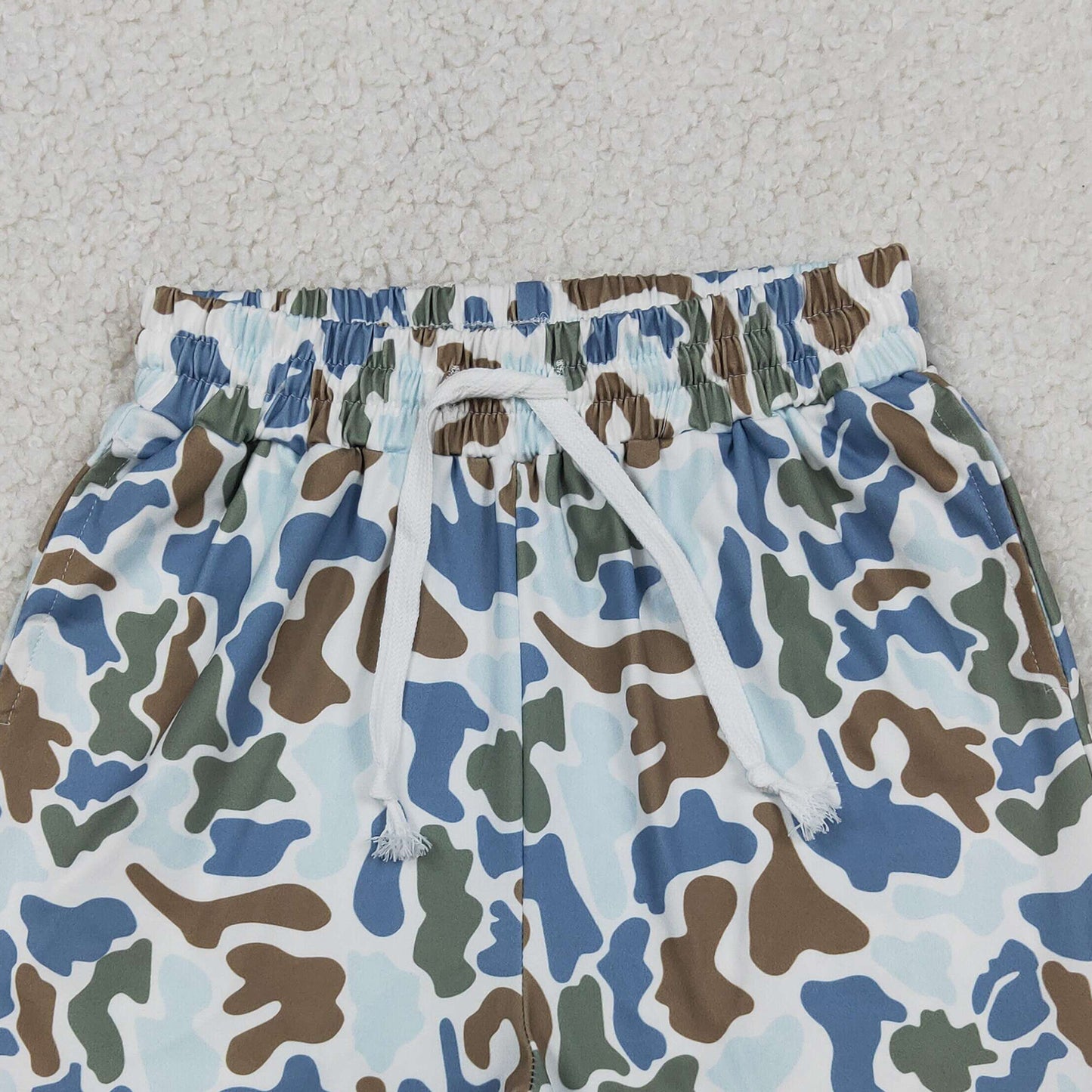 SS0873 RTS NO MOQ （In stock ）Blue camo pockets kids boys summer shorts  Reviews