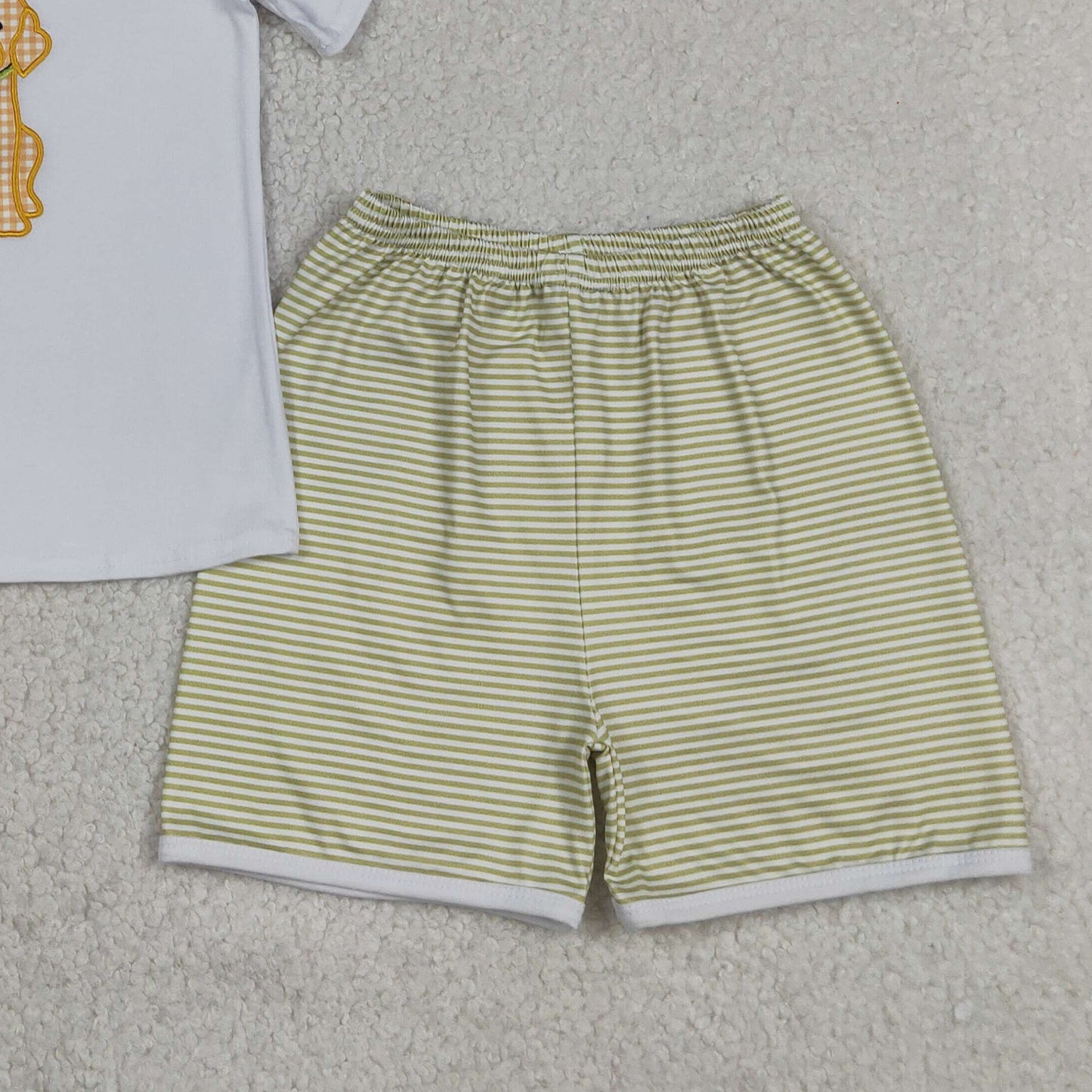 BSSO2002 RTS NO MOQ （In stock ）Short sleeves plaid dog embroidery top shorts boys outfits