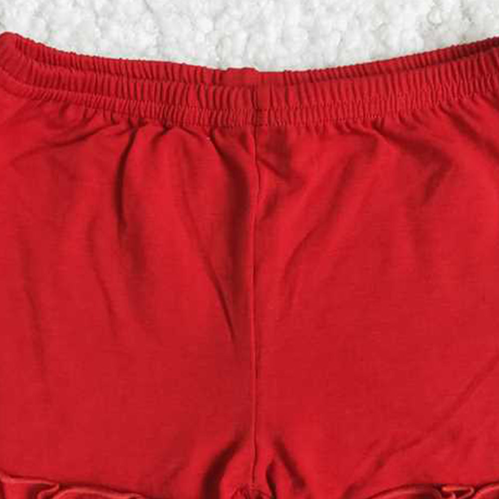 A16-23Red Icing Ruffle Shorts for Girls