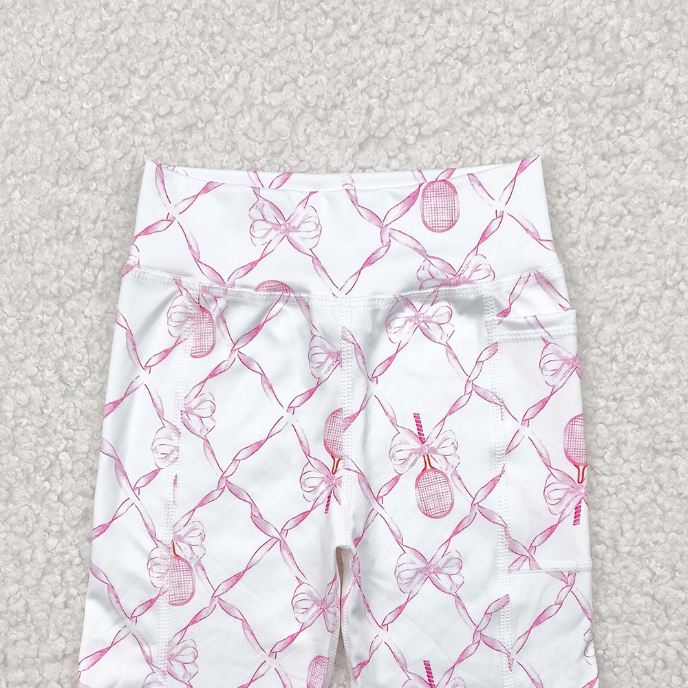 SS0397 RTS NO MOQ Baby Girls Summer Yoga Shorts Baby Girls Pink Tennis Bows Yoga Biking Shorts Preorder