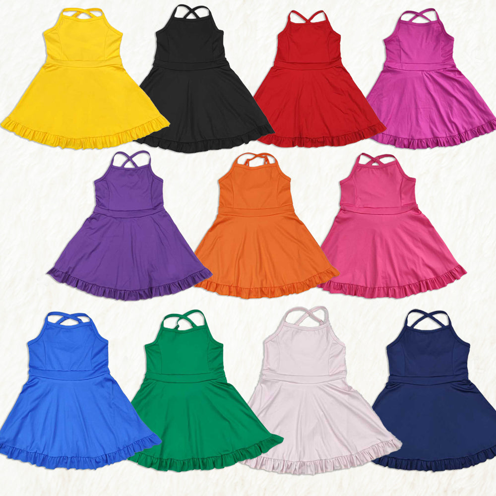 6.05 Dark Pink Straps Ruffle Baby Girls Summer Active Wear Outfit Comfortable Breathable Clothing for Active Toddlers