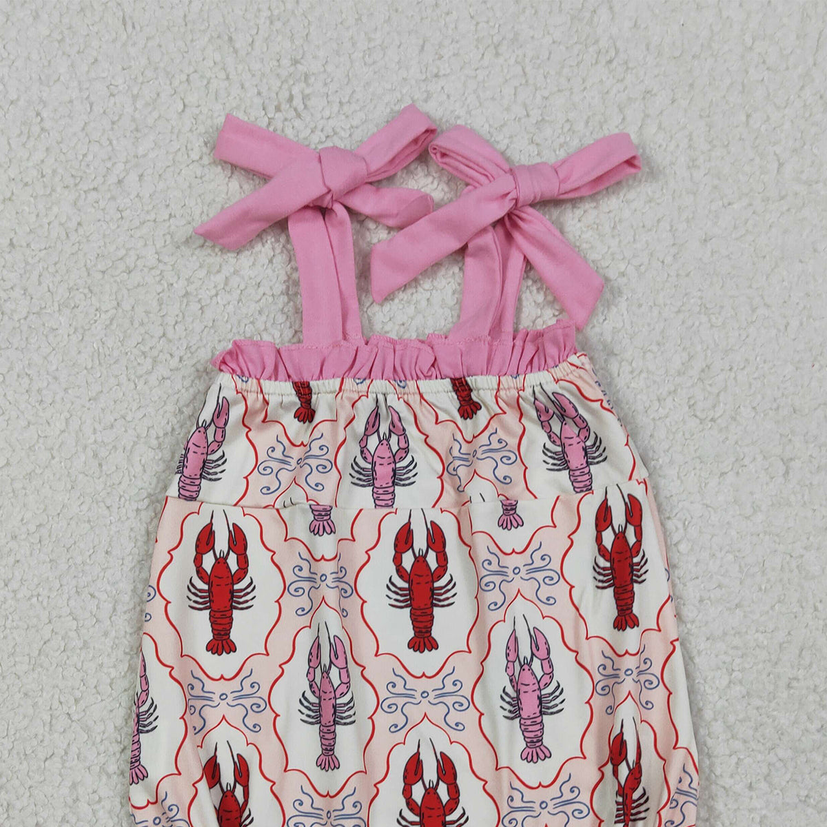 3.27 RTS NO MOQ （In stock）SR4032 Straps ruffle crawfish baby girls summer romper