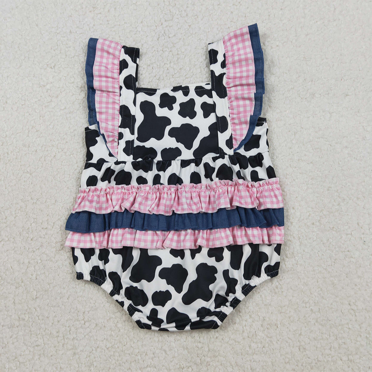 3.31 RTS NO MOQ （In stock）SR3898 Flutter sleeves ruffle baby girls summer romper