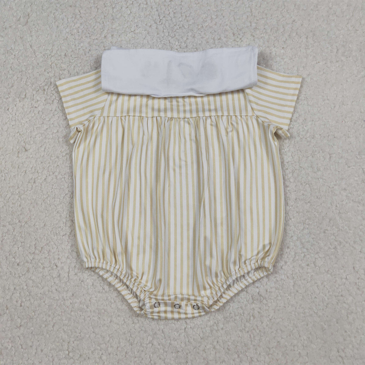 3.19 RTS NO MOQ （In stock）SR3802 Children's Fashion Romper Baby Girls Sleeveless Embroidery Cross Yellow Stripe Romper