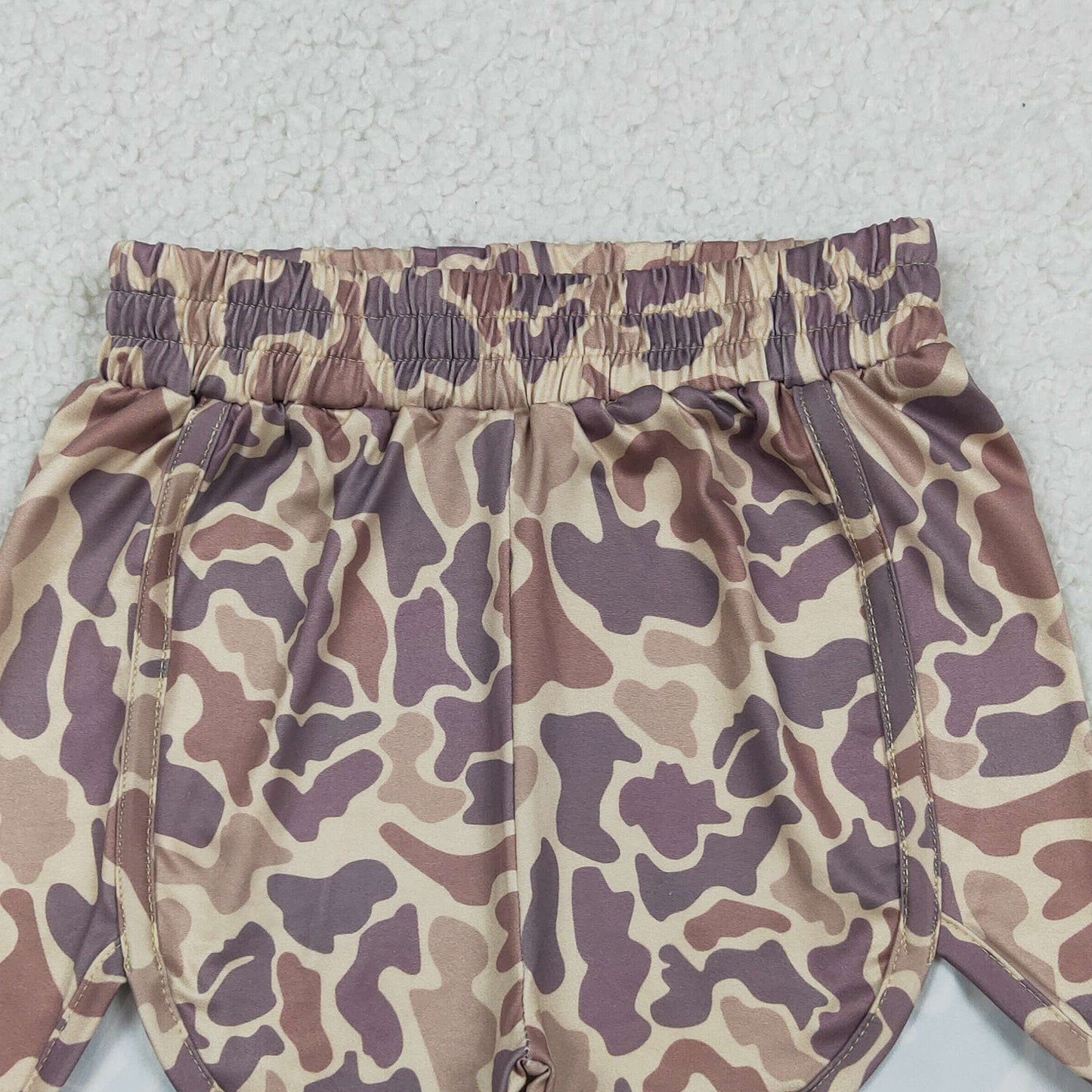 SS0373 RTS NO MOQ （In stock）Khaki camo elastic waist baby girls hunting shorts