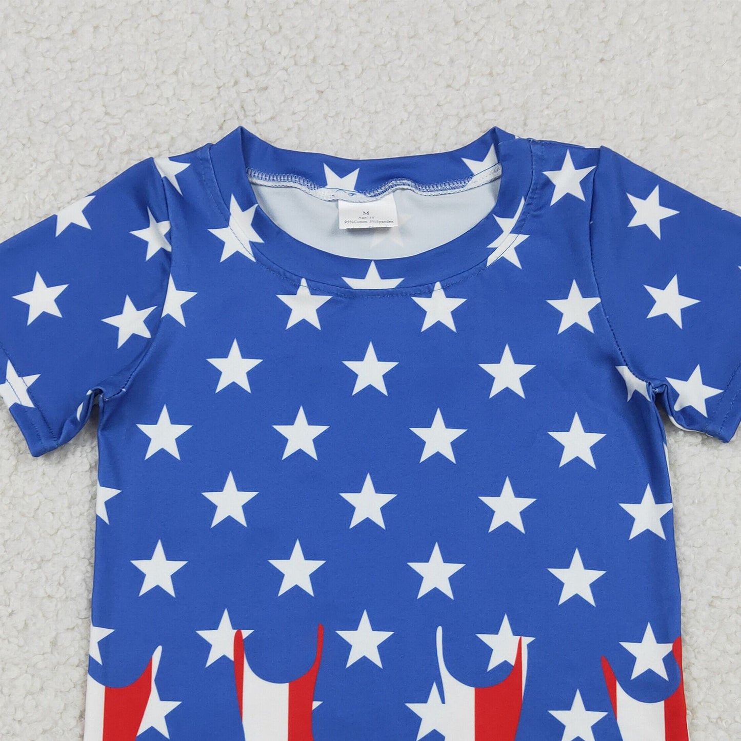 BT1741 RTS NO MOQ （In stock ）Baby Boys Short Sleeve Stars Stripe 4th of July T-shirts Top