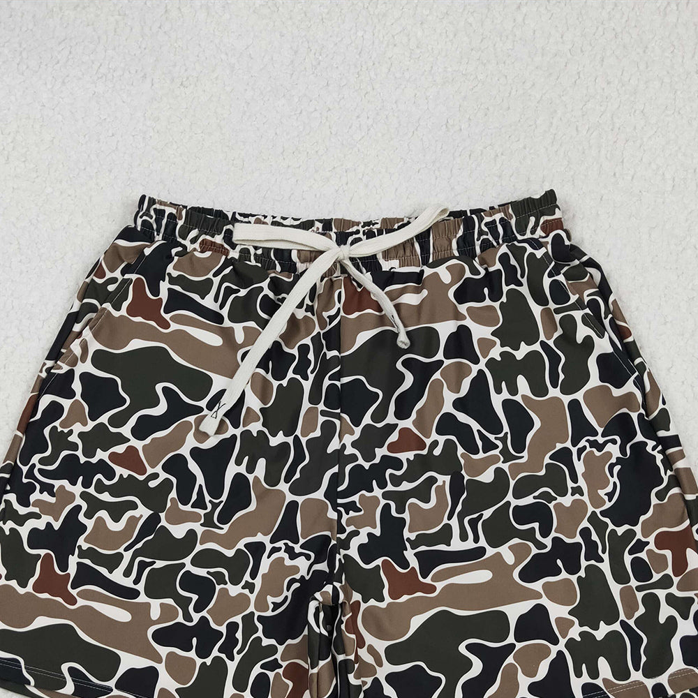 S0478 RTS NO MOQ Adult Men's Swimsuits Brown camo summer adult men swim trunks