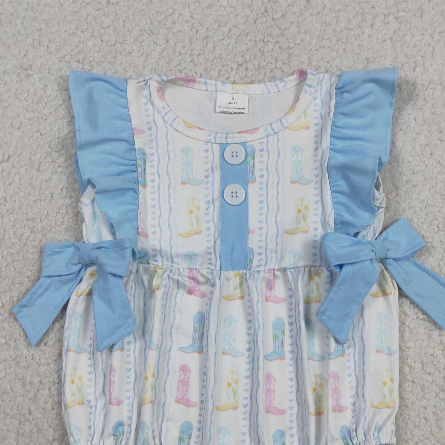 SR4088 RTS NO MOQ （In stock）Flutter sleeves boots heart baby girls summer romper