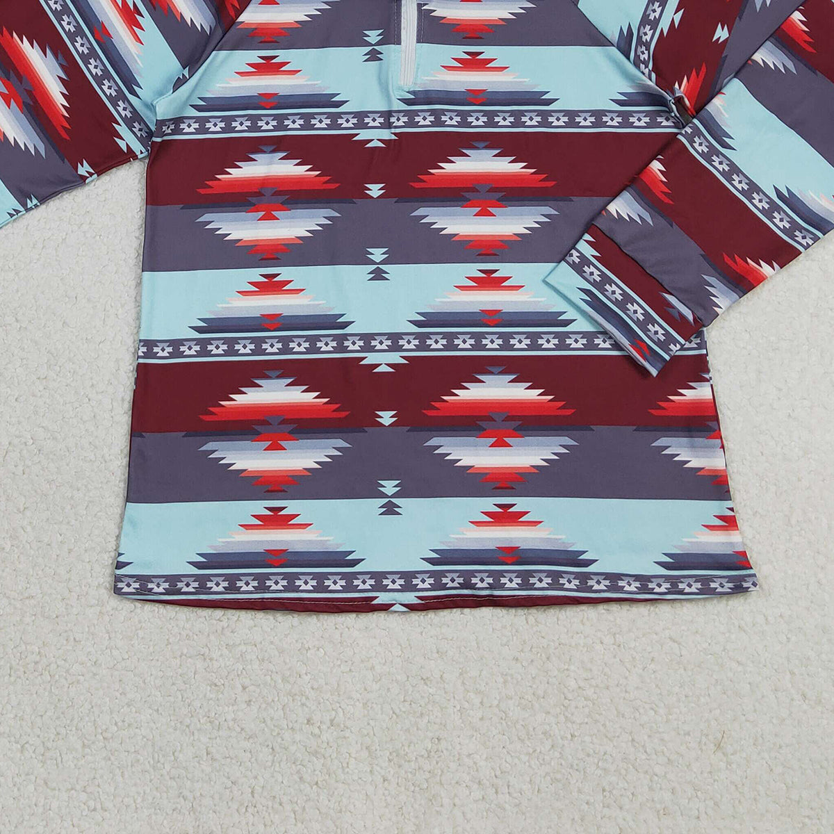 12.16 RTS NO MOQ （In stock）GT0877 Adult Women Long Sleeve Western Aztec Zipper Pullovers Tops