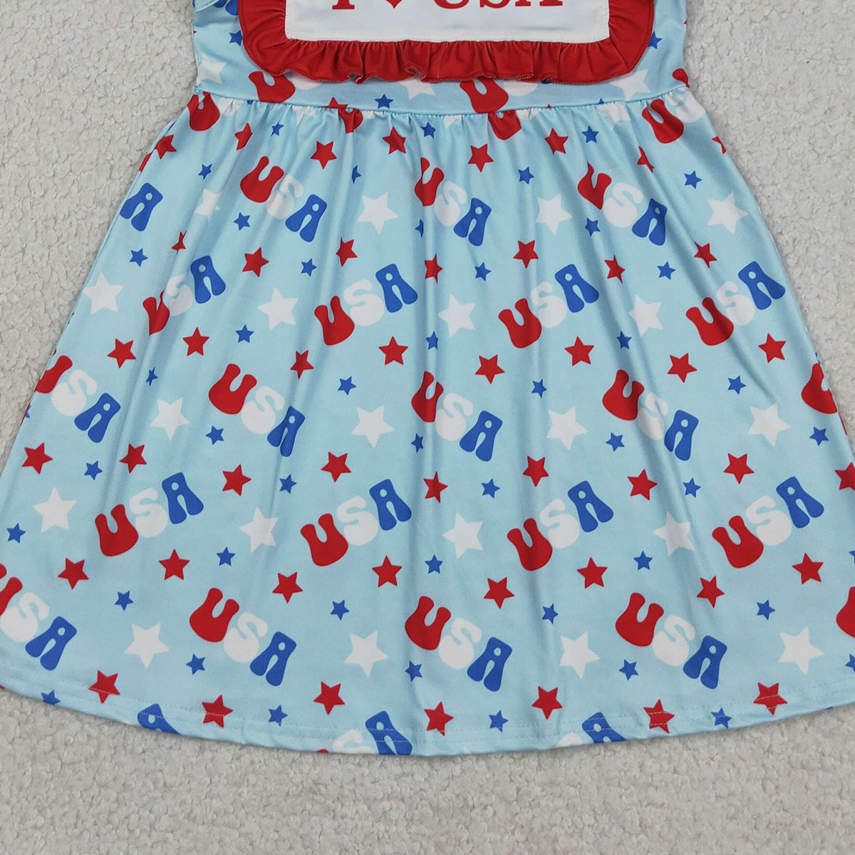 GSD4002 RTS NO MOQ （In stock）I love USA ruffle stars baby girls 4th of july dress