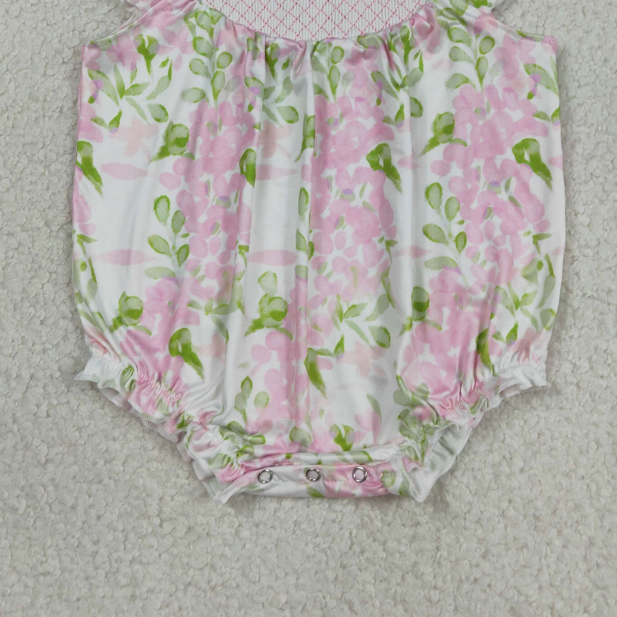 3.17 RTS NO MOQ （In stock）SR3805 Children's Fashion Romper Baby Girls Smocked Checked Colorful Flowers Ruffle Rompers