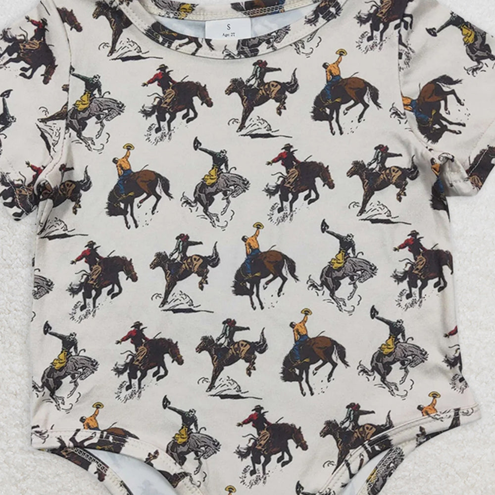 SR0306RTS NO MOQ Baby Boys Summer Rompers  Baby Boys Western Rodeo Summer Rompers