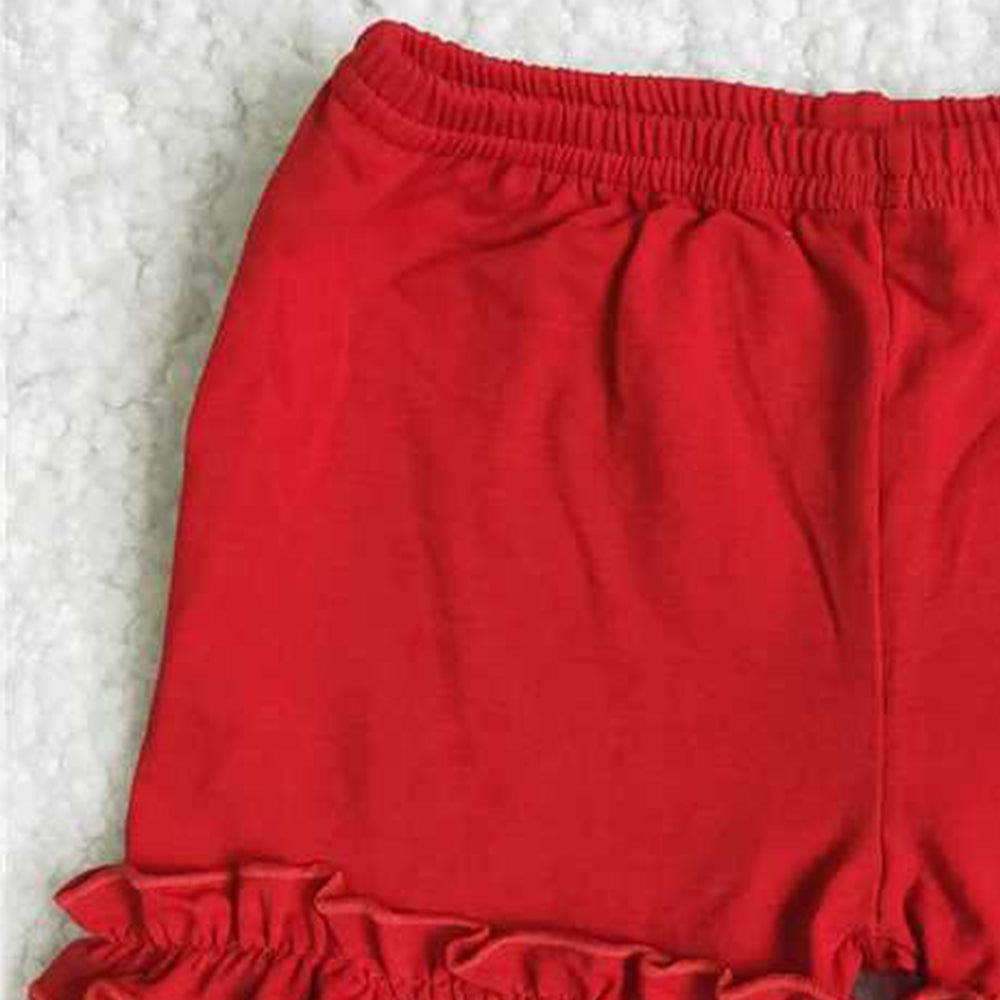 A16-23Red Icing Ruffle Shorts for Girls