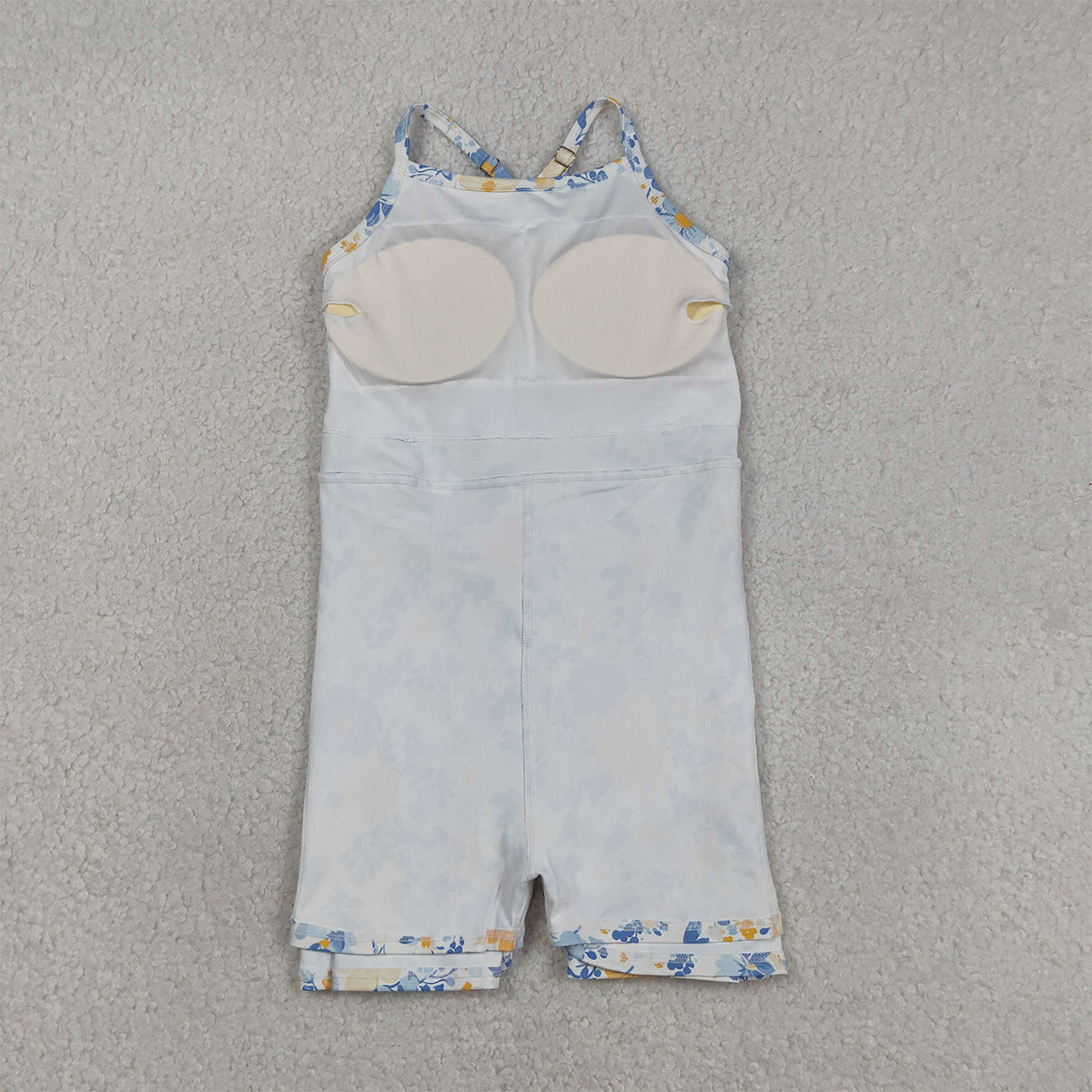 3.12 RTS NO MOQ （In stock）GSD3565 Kids Fashion Clothes Baby Girls Strap Colorful Flowers Yoga Active Shorts Ruffle Knee Length Dress