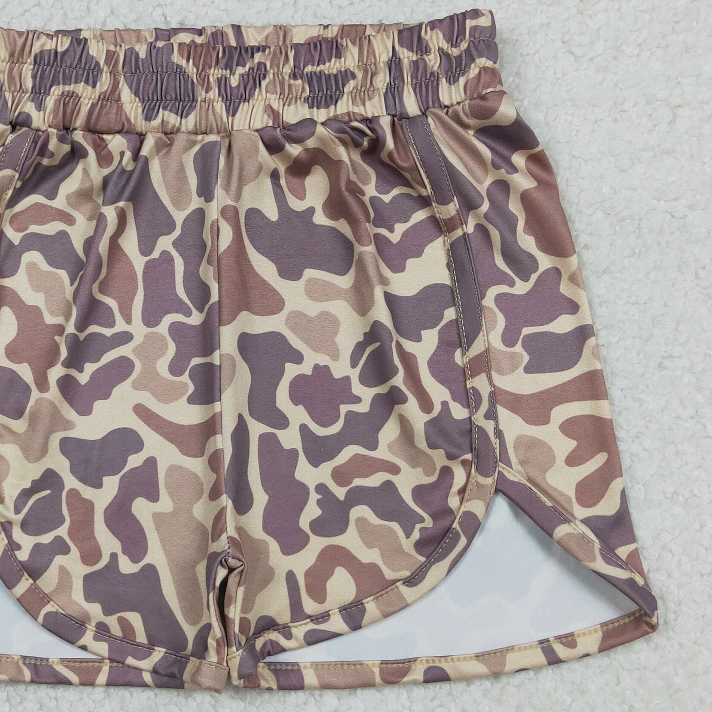 SS0373 RTS NO MOQ （In stock）Khaki camo elastic waist baby girls hunting shorts