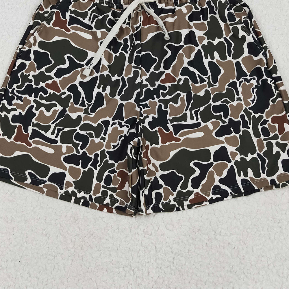 S0478 RTS NO MOQ Adult Men's Swimsuits Brown camo summer adult men swim trunks