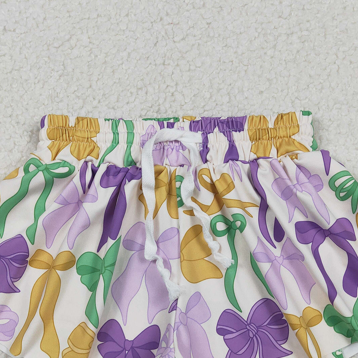 11.22 RTS NO MOQ （In stock）SS0684 Baby Girls Mardigras Bows Plaid Yoga Active Shorts Bottoms