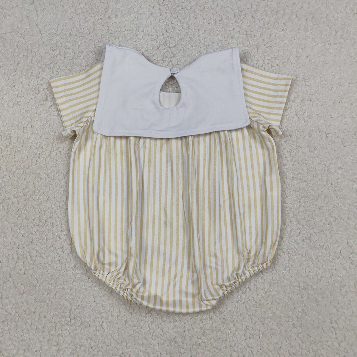 3.19 RTS NO MOQ （In stock）SR3802 Children's Fashion Romper Baby Girls Sleeveless Embroidery Cross Yellow Stripe Romper