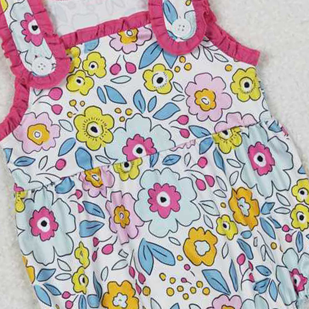 4.18 SR1161 RTS NO MOQ Floral sleeveless baby girls summer romper