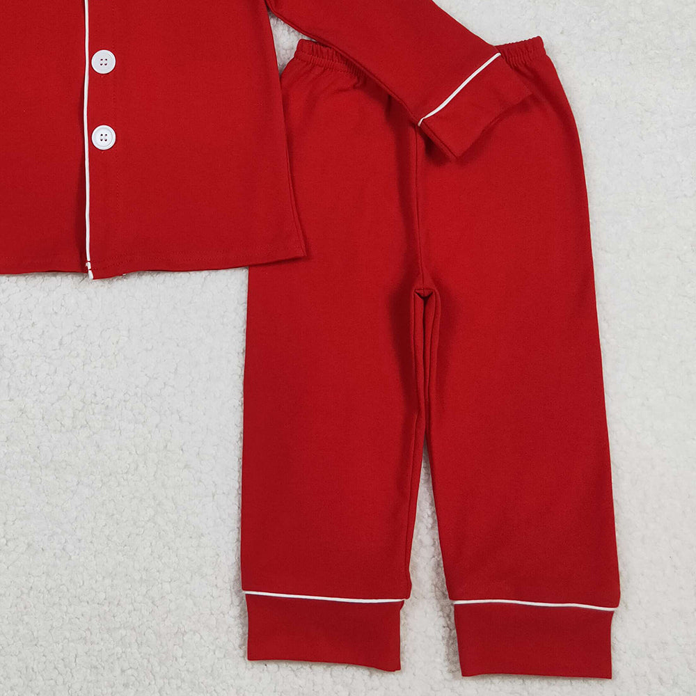 RTS NO MOQ （In stock）BLP1267 Baby Boys Winter Outfits red color cotton Christmas pajamas pants clothes sets