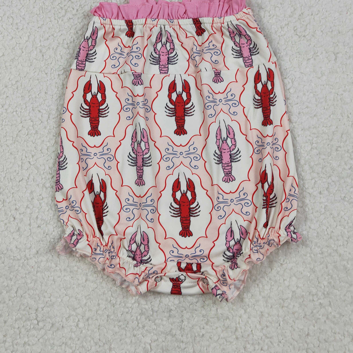 3.27 RTS NO MOQ （In stock）SR4032 Straps ruffle crawfish baby girls summer romper