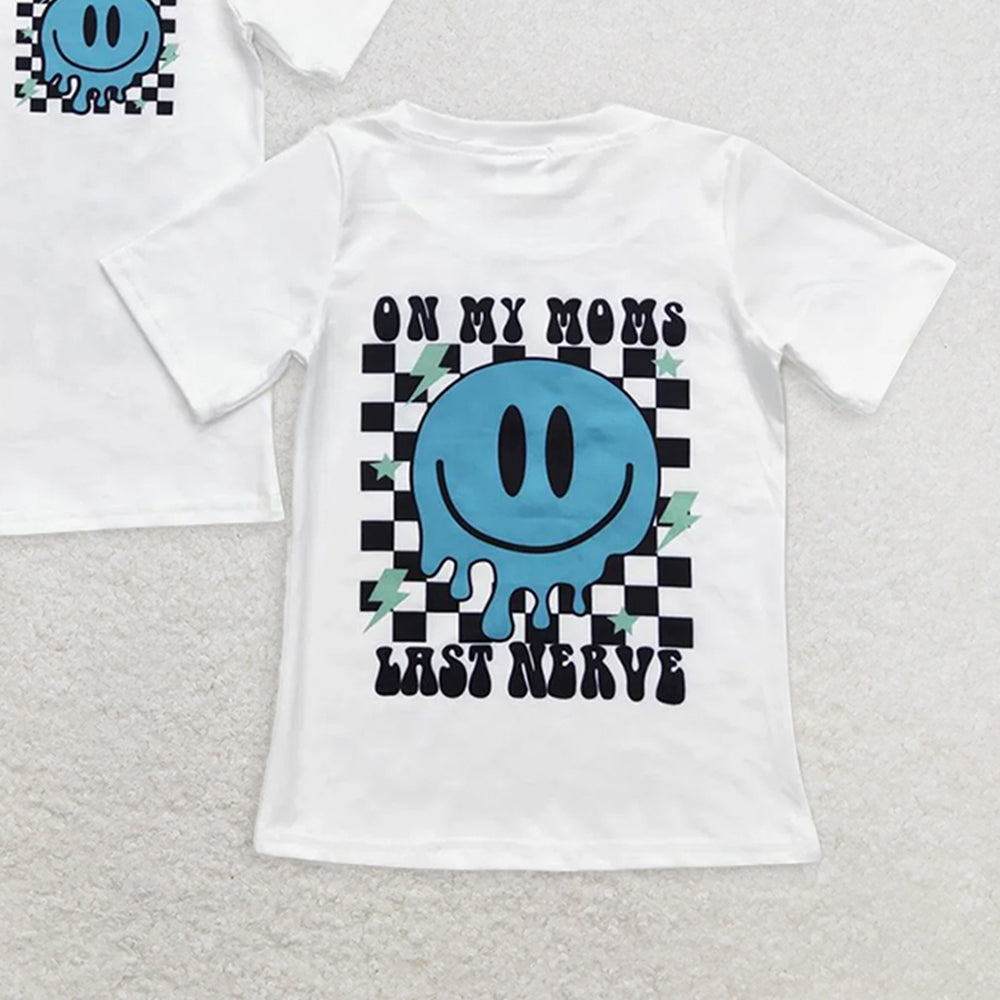 BT0351 RTS NO MOQ Baby Boys Summer Tops Baby Boys Smile Mom Nerve Short Sleeve Shirts