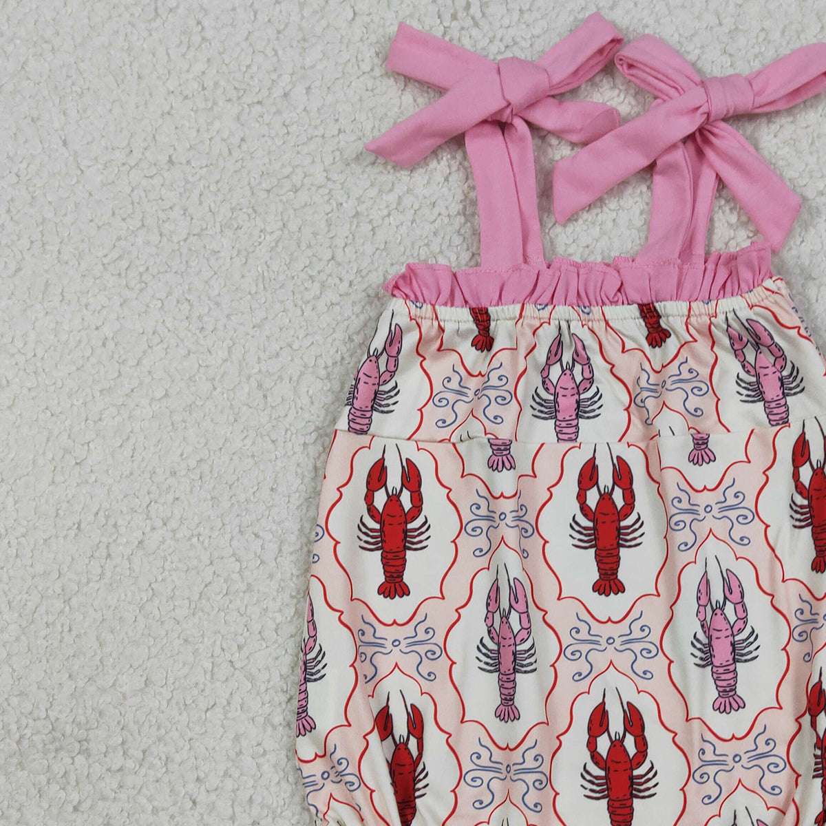 3.27 RTS NO MOQ （In stock）SR4032 Straps ruffle crawfish baby girls summer romper