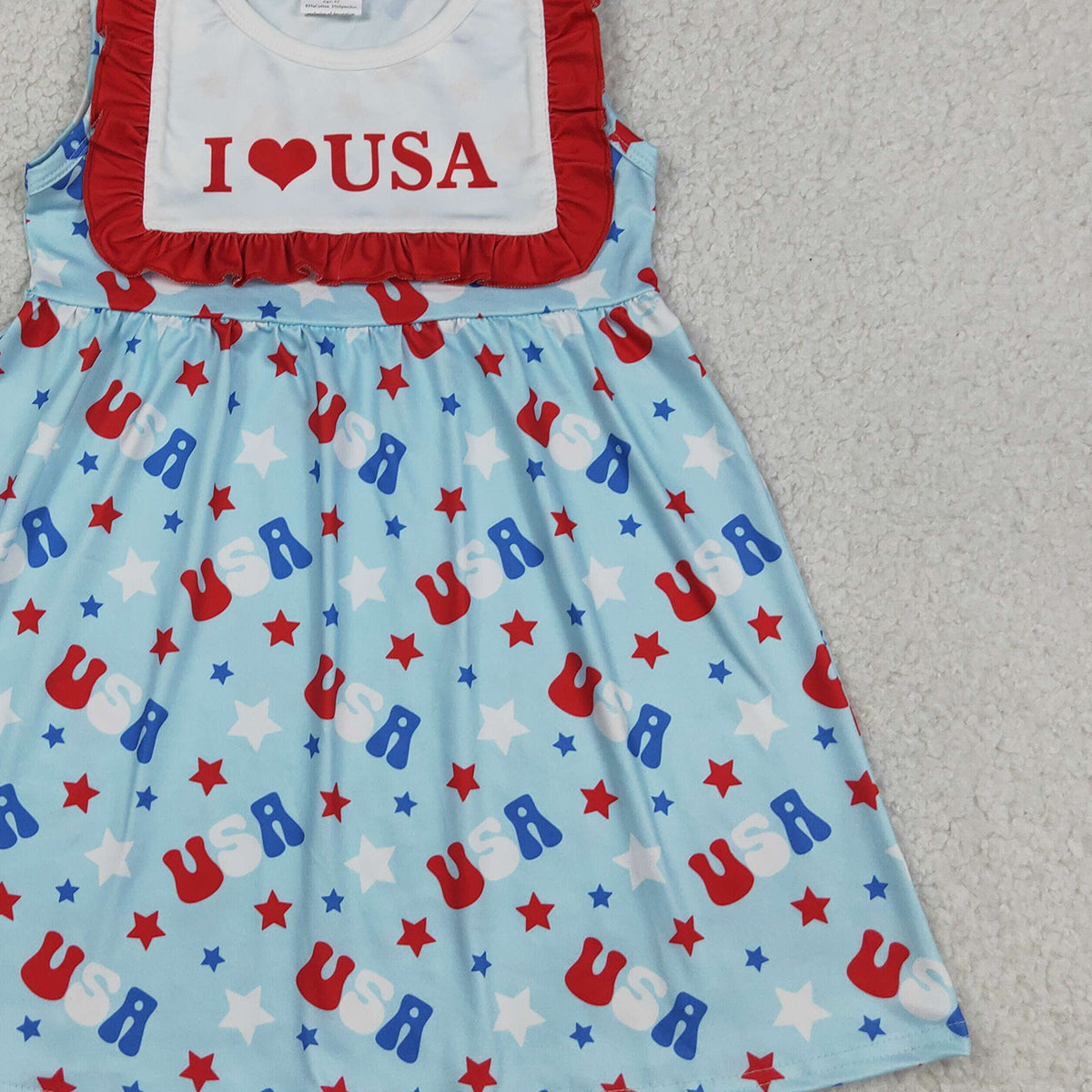 GSD4002 RTS NO MOQ （In stock）I love USA ruffle stars baby girls 4th of july dress