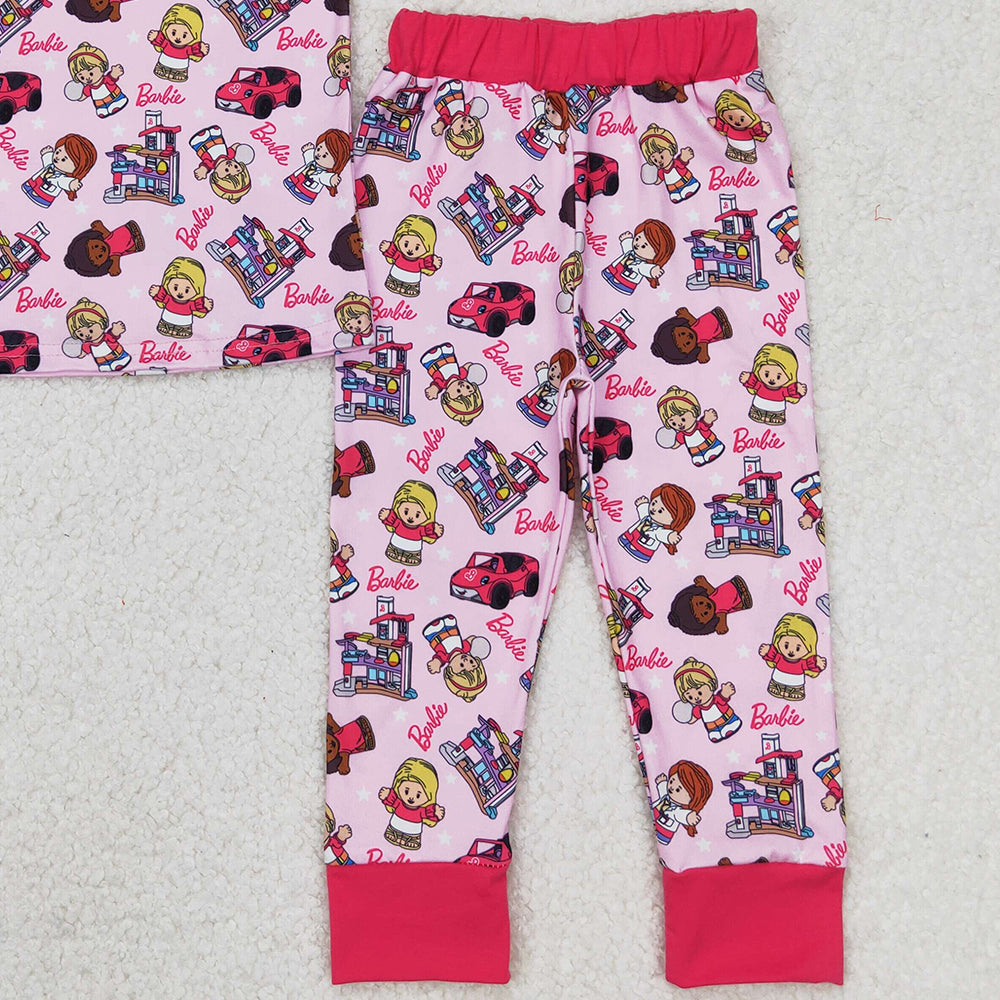 GSPO1996 RTS NO MOQ Flutter sleeves car print pants party girls pajamas set
