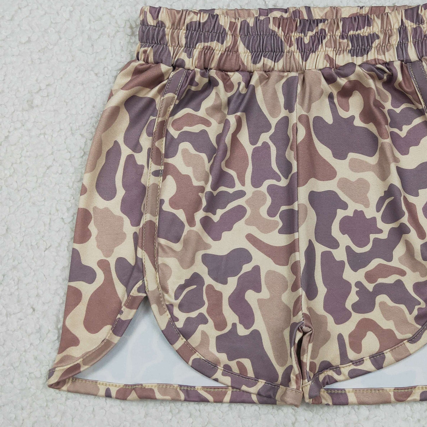 SS0373 RTS NO MOQ （In stock）Khaki camo elastic waist baby girls hunting shorts
