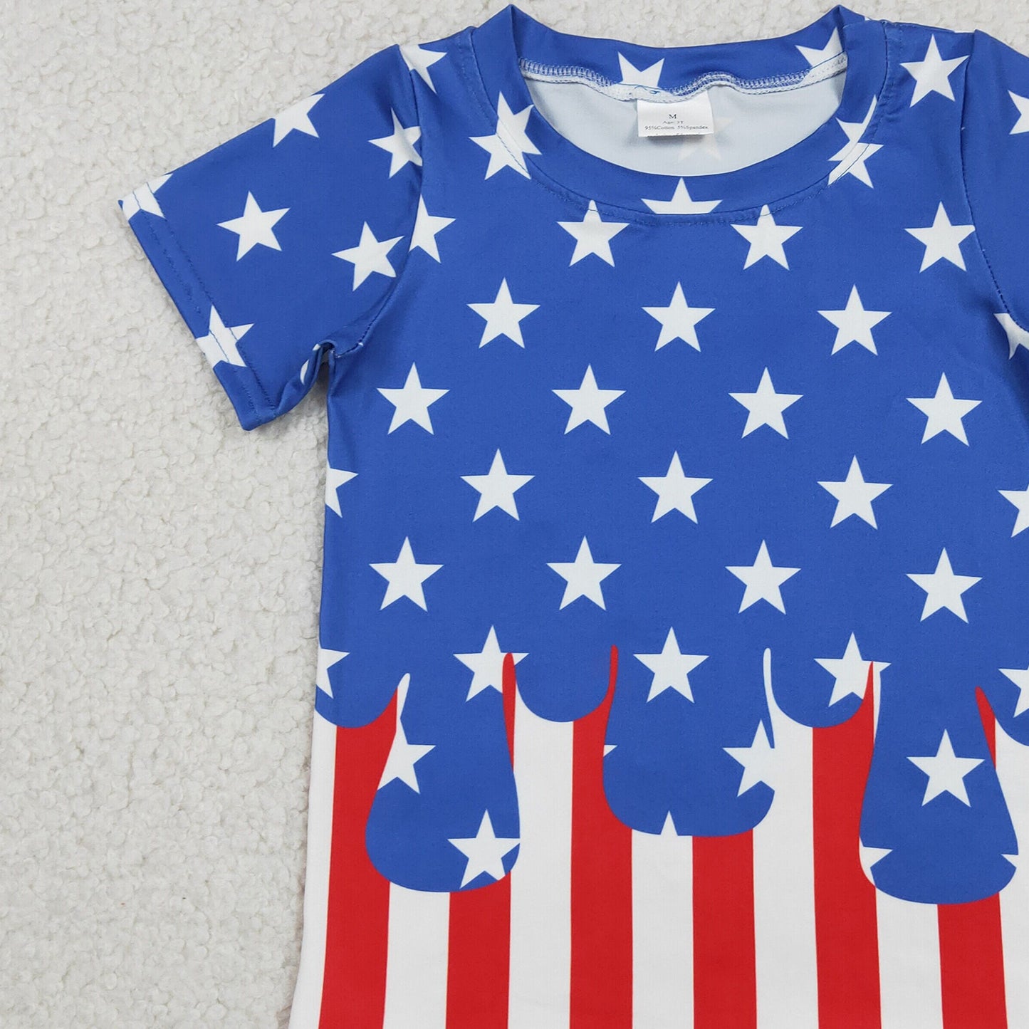 BT1741 RTS NO MOQ （In stock ）Baby Boys Short Sleeve Stars Stripe 4th of July T-shirts Top