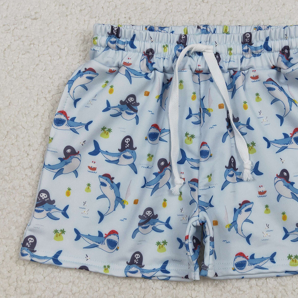 12.27 RTS NO MOQ （In stock）S0586 Baby Boys Summer Shorts Baby Boys Sea World Sharks Swimming Trunks Bottom