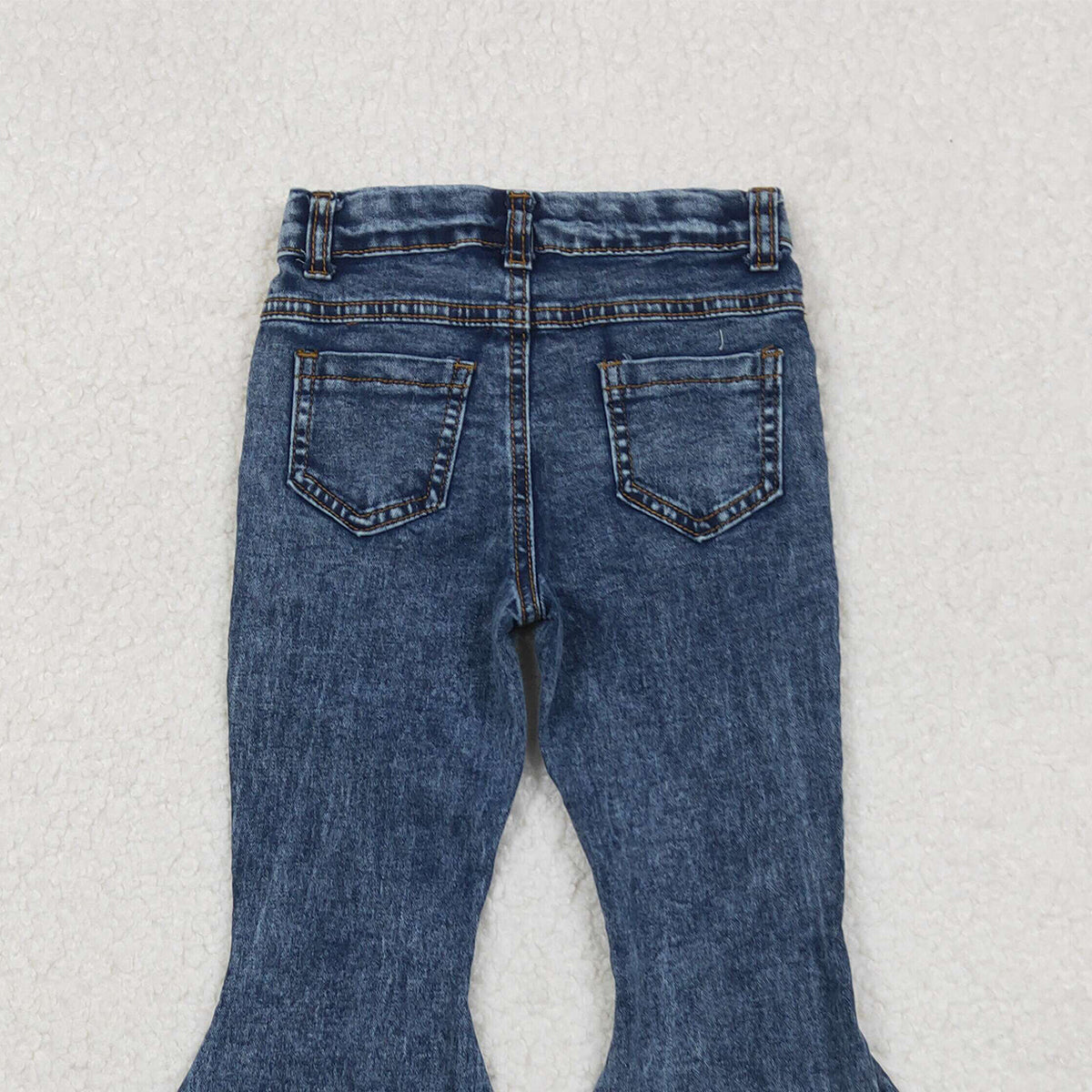 10.28 RTS NO MOQ （In stock）P0132 Baby Girls Denim Pants Baby Girls Navy Tassel Denim Bell Pants