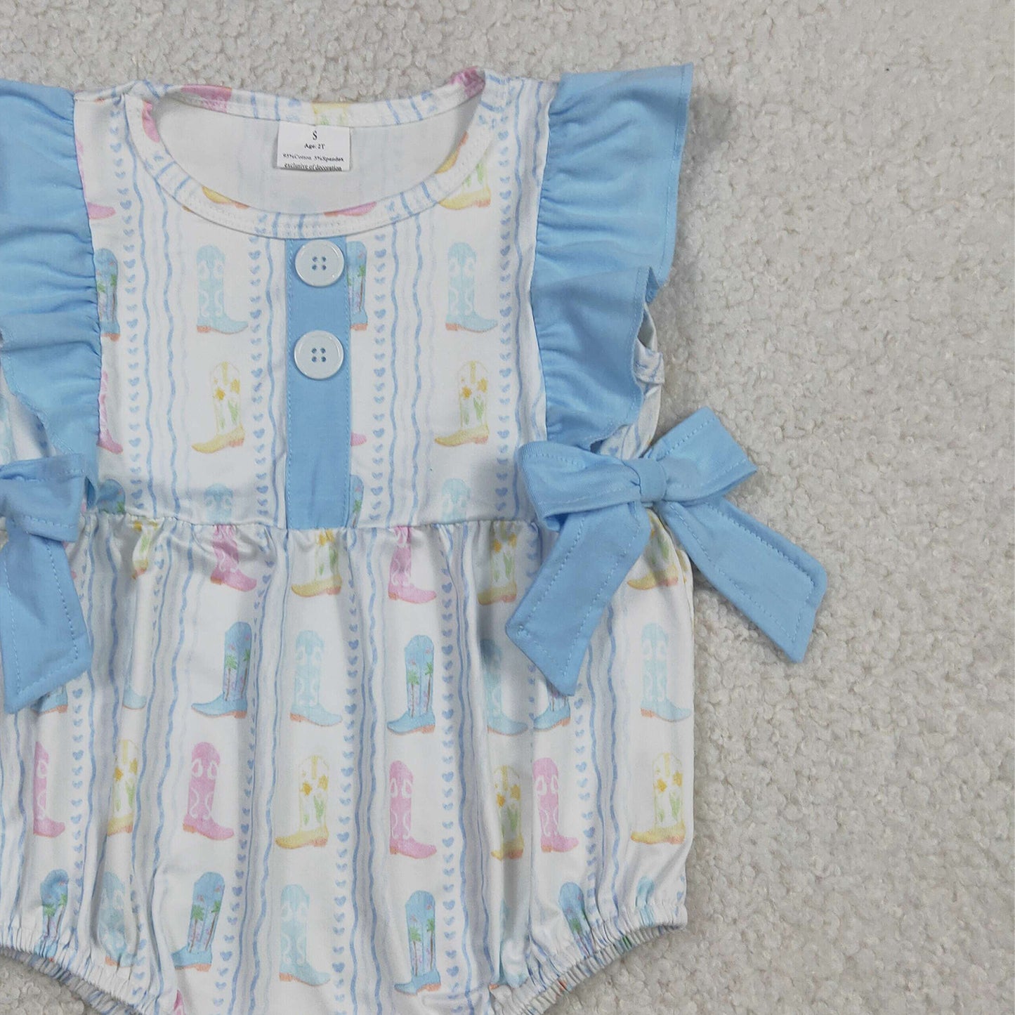 SR4088 RTS NO MOQ （In stock）Flutter sleeves boots heart baby girls summer romper