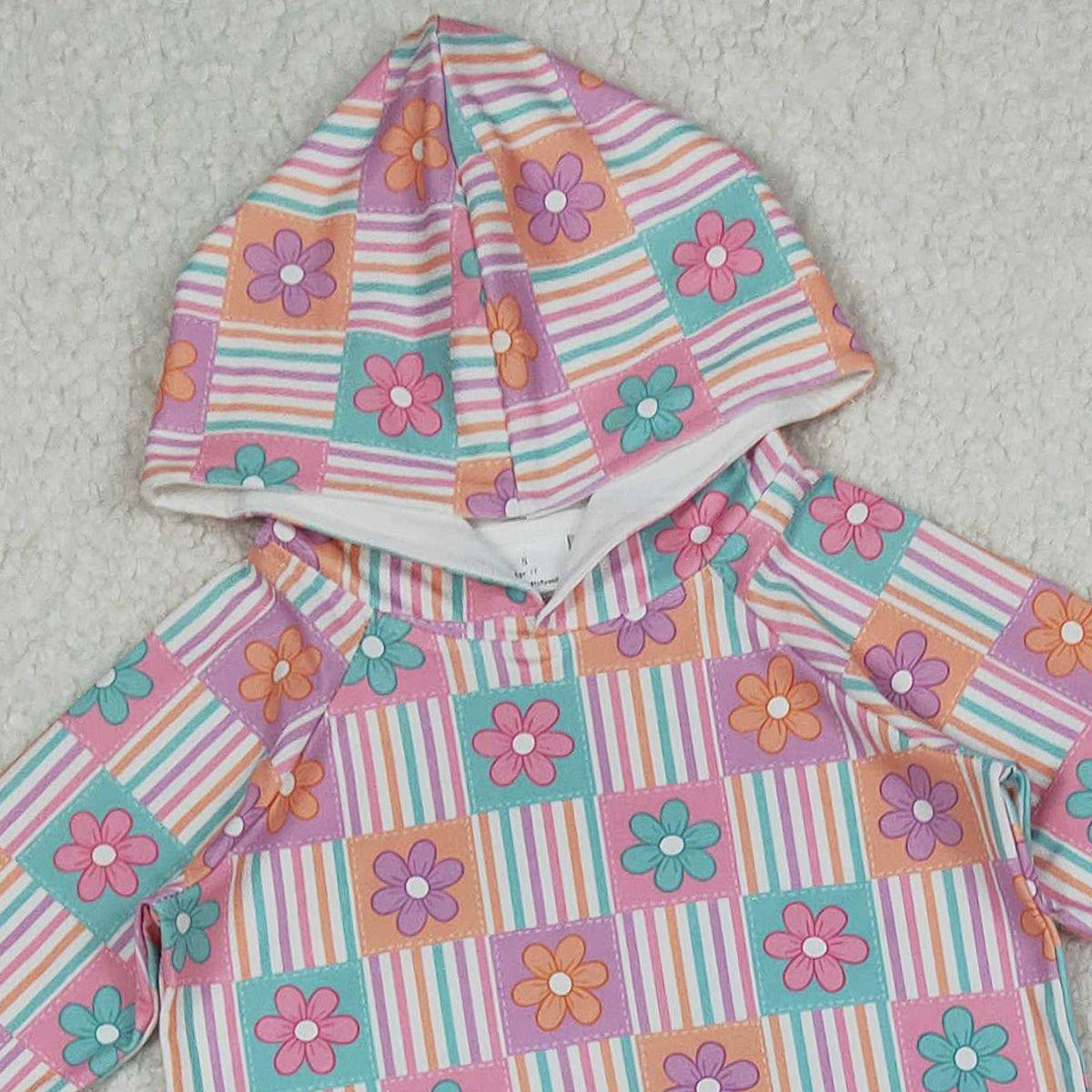10.14 RTS NO MOQ （In stock）GLP2853 Baby Girls Flowers Checked Hoodies Pockets Legging Pants Clothes Sets