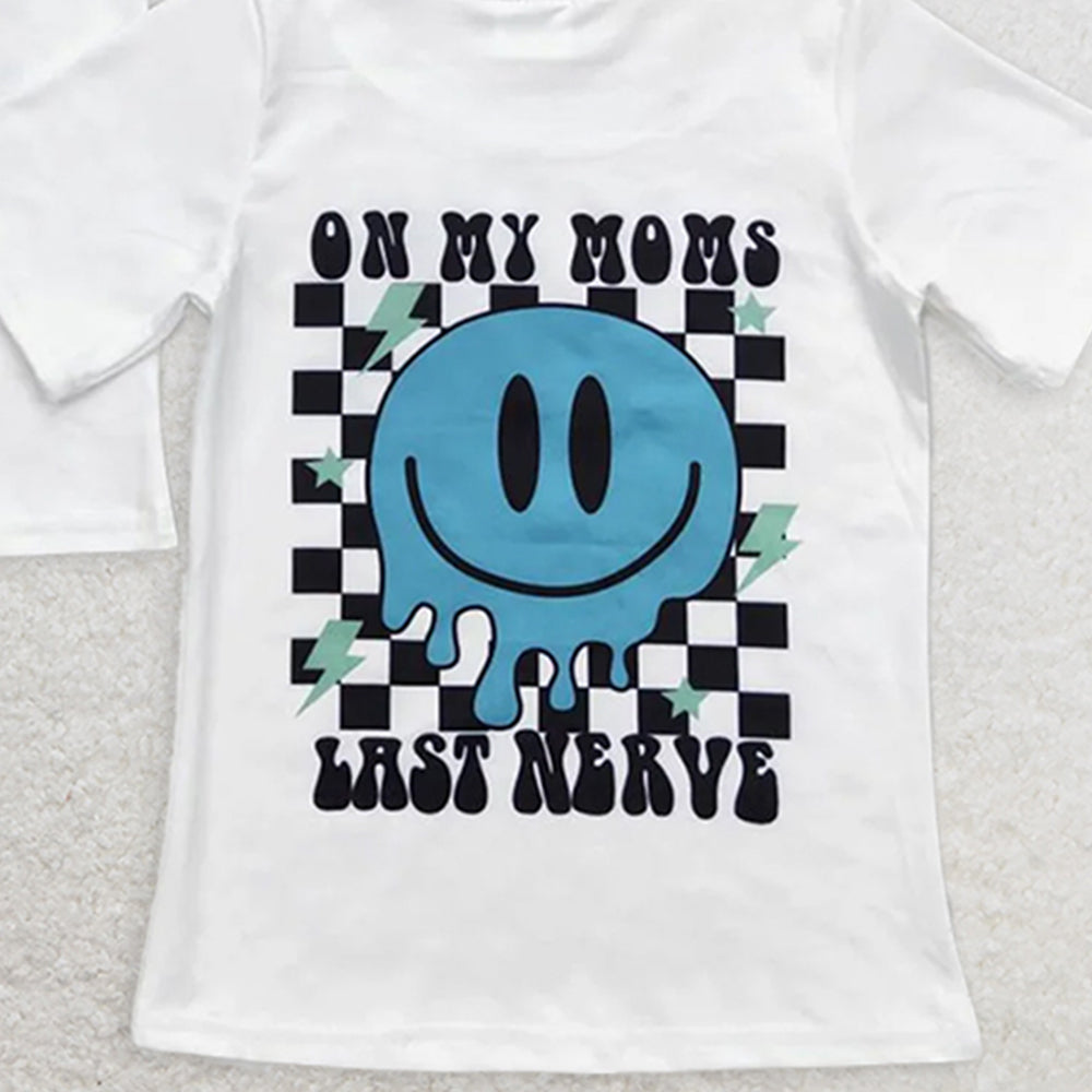 BT0351 RTS NO MOQ Baby Boys Summer Tops Baby Boys Smile Mom Nerve Short Sleeve Shirts