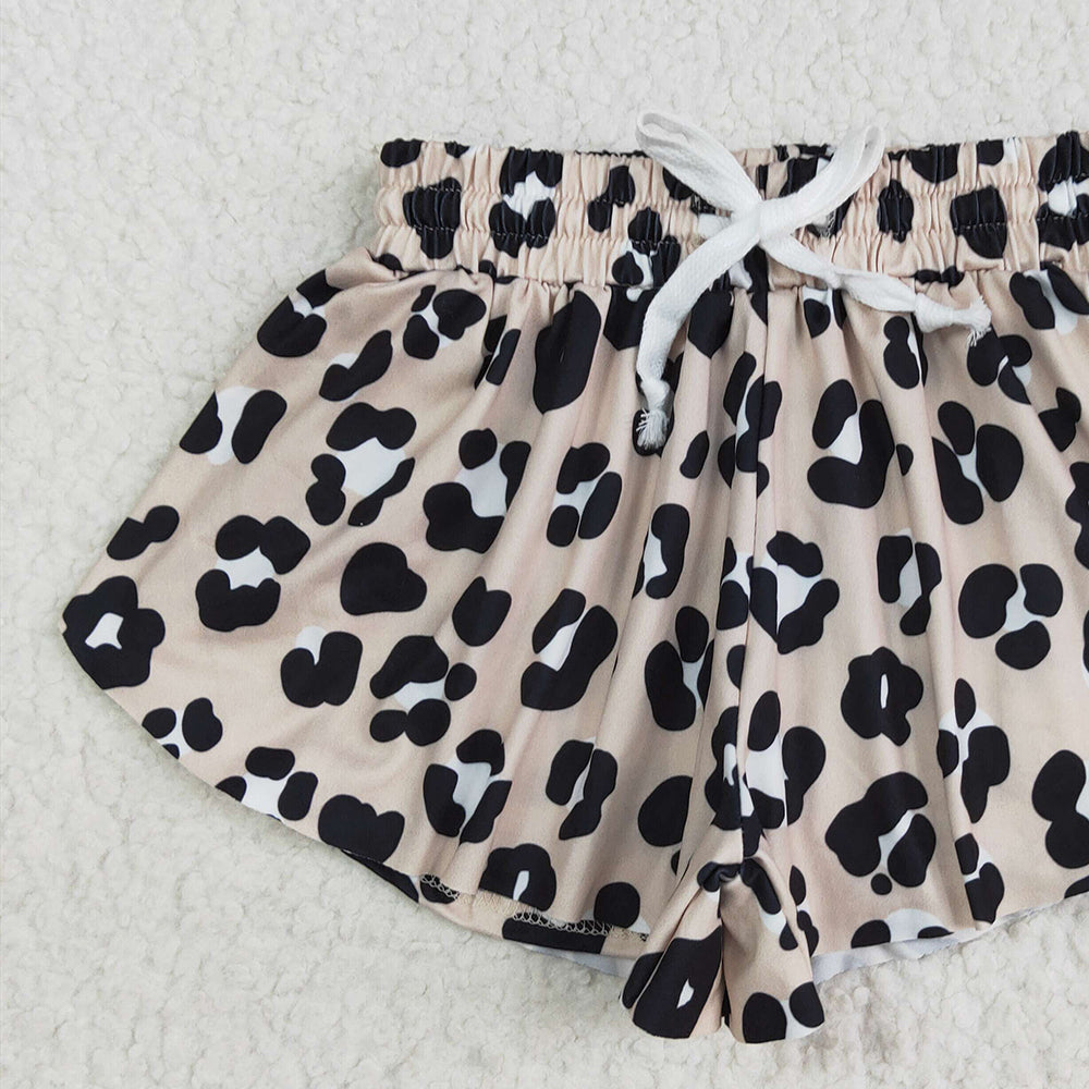 USA Shop (in stock)SS0585 RTS NO MOQ Baby Girls Summer Shorts Baby Girls Black Leopard Summer Shorts Bottoms