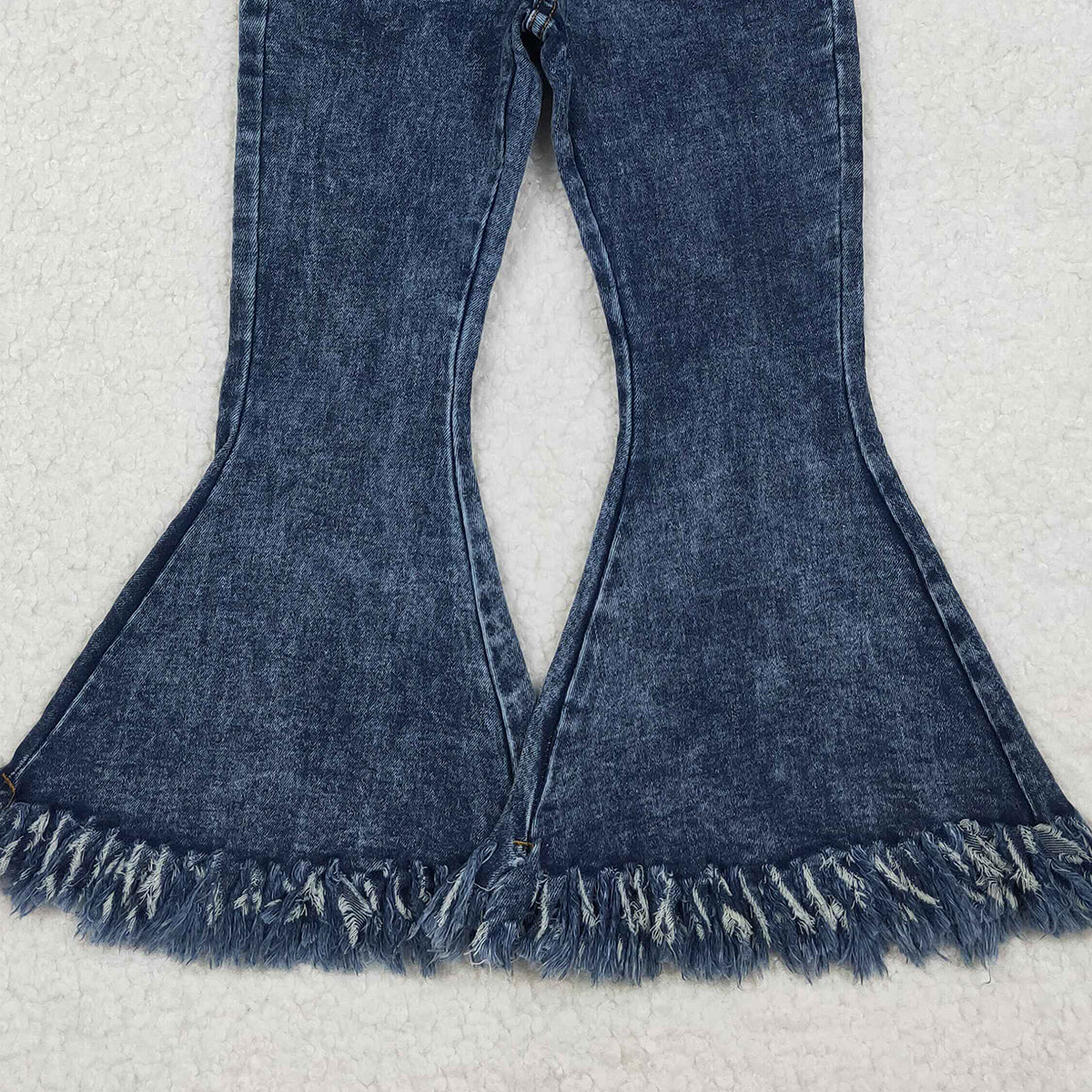 10.28 RTS NO MOQ （In stock）P0132 Baby Girls Denim Pants Baby Girls Navy Tassel Denim Bell Pants