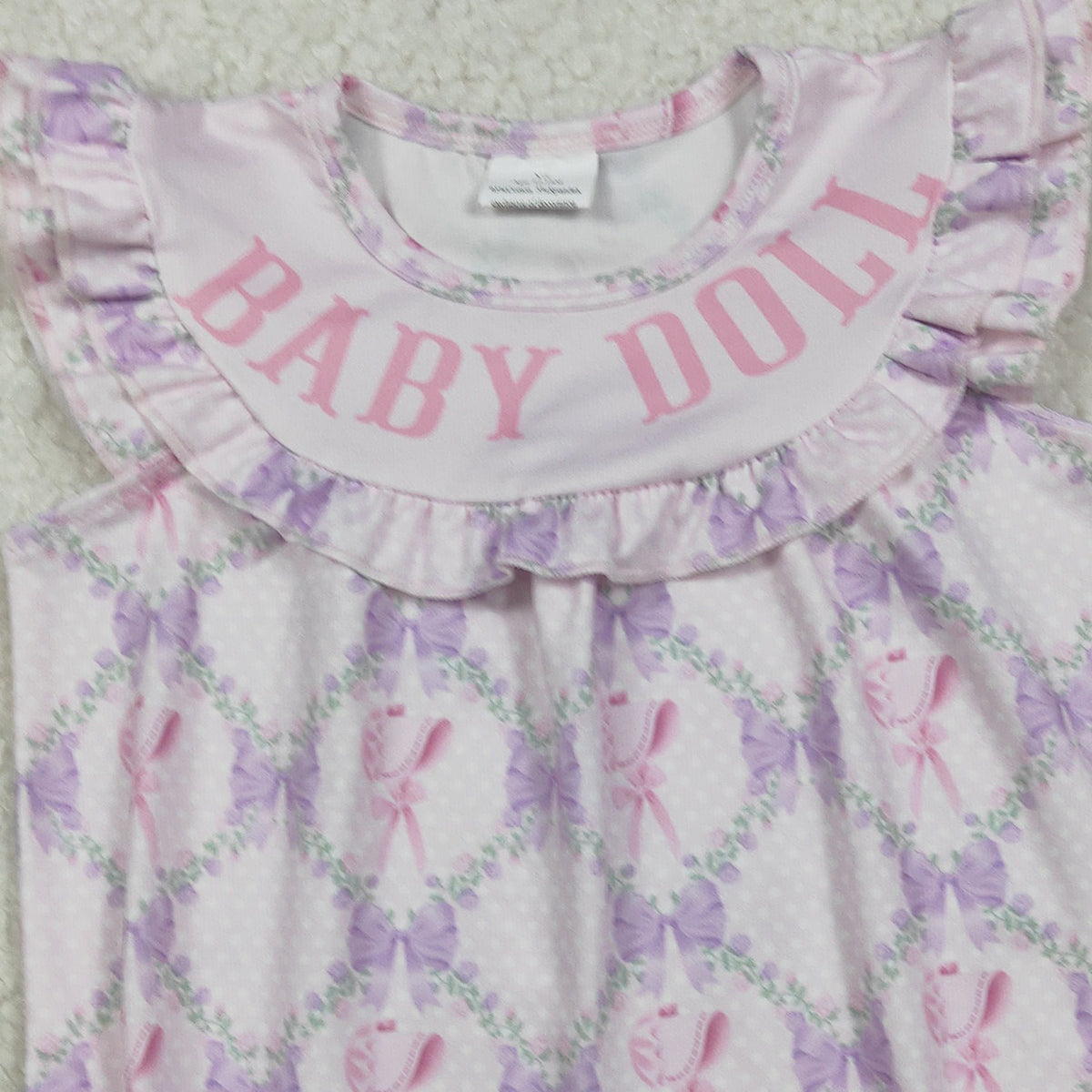 11.11 RTS NO MOQ （In stock）SR3292 Baby Girls Summer Rompers Baby Girls Pink Flutter Sleeve Baby Doll Bow Flowers Ruffle Rompers