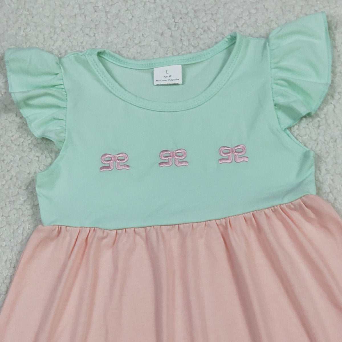 4.2 RTS NO MOQ （In stock）GSD3530 Flutter sleeves bow embroidery baby girls dresses