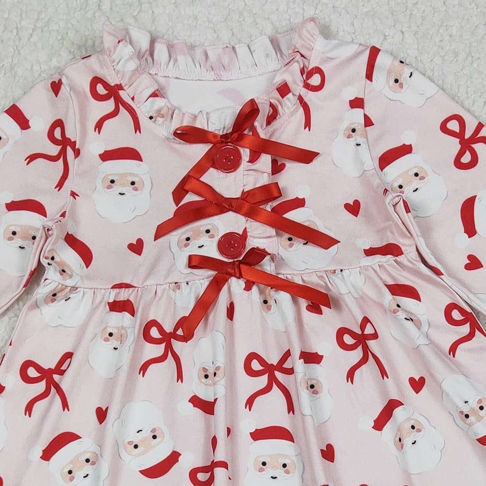 9.29 RTS NO MOQ （In stock）GLP2642 Baby Girls Winter Outfits Baby Girls Red Bows Santa Button Tunic Legging Pant Christmas Clothes Set