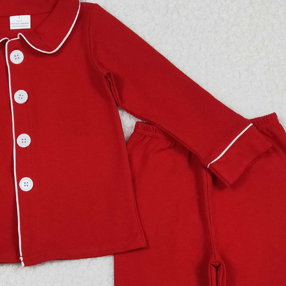 RTS NO MOQ （In stock）BLP1267 Baby Boys Winter Outfits red color cotton Christmas pajamas pants clothes sets